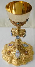 Solid silver gilt antique French Gothic Chalice.
